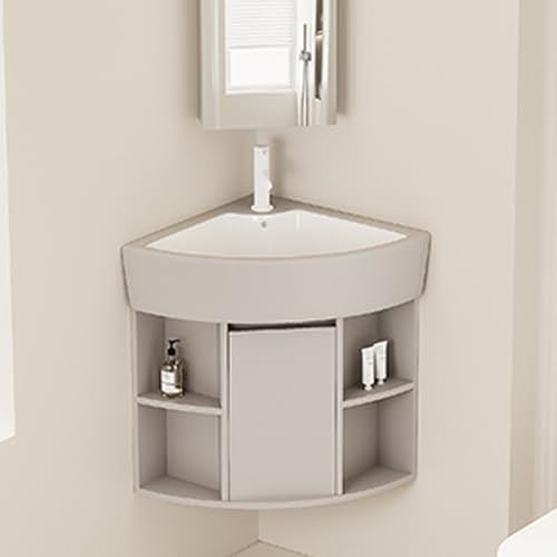 JOSIAHCQ Meuble d'Angle Vasque et Lavabo pour Salle de Bain, Lave-Main WC avec Robinet, Parfait pour Les Petits Espaces (48cm/18.89in)