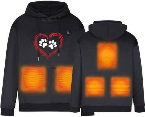 Ybing Beheizte Hoodie Damen und Herren Elektrisch Beheizbare Kapuzenpullover Modische Heheizte Sweatshirt mit Kapuze Locker Kapuzenpulli Warme Hoody Oberteile Autumn Winter Langarmshirt mit Tasche