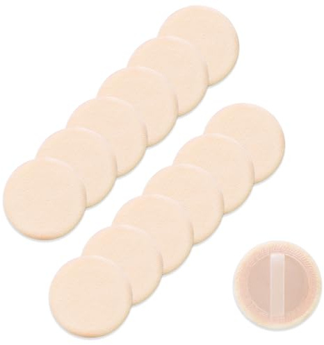 Molain Powder Cosmetic Puff For Face Makeup Setting 12 PCS Mini Pressed Loose Powder Body Make Up Sponge Blending Applicator Cosmetics Small Velour Beauty Press Foundation Pads Wet And Dry Makeup