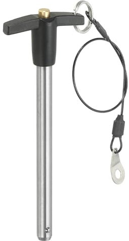 PATIKIL Pinze Blocco a Maniglia a T 2/5 x 3,94 (10 x 100mm), Perno a Sgancio Rapido, Perni Posizionamento Sicurezza Acciaio Inossidabile 304 con Pulsante, Cavo con Cordino da 25 Cm