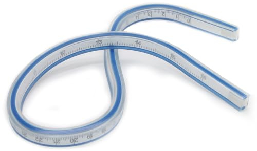 Murtenze 40,6 cm flexibles Kurvenlineal, doppelseitiges Skalenlineal, biegbares Lineal zum Zeichnen und Nähen, Holzbearbeitung, Ingenieur-Design, Grafik, Kleidung