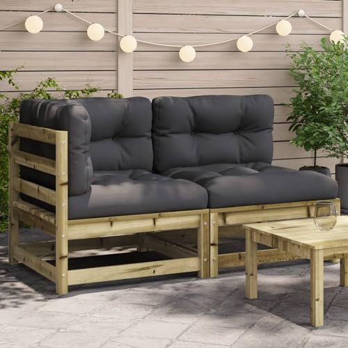 Brokky Gartensofa mit Kissen 2-Sitzer GartenmöBel Terrassensofa Outdoor Sofa Balkon Outdoor Couch Loungesofa Outdoor Kiefernholz Imprägniert