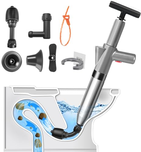 LightingWill Hochdruck-WC-Saugglocken-Set, WC-Entsperrer, strapazierfähig, mit einem Halter und 4 austauschbaren Köpfen, WC-Entriegelungswerkzeuge zum Entsperren von WC, Badewanne, Dusche, Bodenablauf