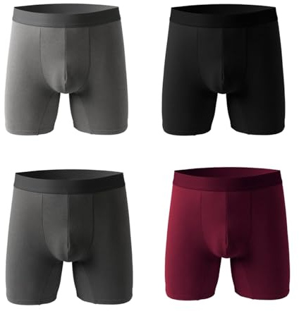 EEJBYTDI Winter Warm Comfortable Sports Long Boxer Briefs for Men，Mens Fleece Lined Thermal Underwear, Thermal Shorts (4 Pieces,M)