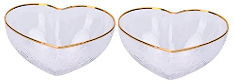 KICHOUSE 2pezzi Ciotola in Vetro Forma di Cuore Insalatiera Ciotola Forma di Cuore Portavivande in Vetro Stoviglie Decorative Facile da Pulire Adatto per Insalate Frutta Piatti Caldi e Anti