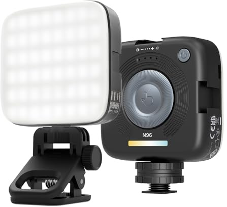 NEEWER ENTRY LEVEL VERSION Magnetic LED Camera Light, 96 LEDs Bi Color Small Clip On Panel Light, 2000mAh 3000K-9000K CRI80+, 3 Cold Shoes 1/4 Thread for Tripod, Video Recording Selfie Lighting, N96