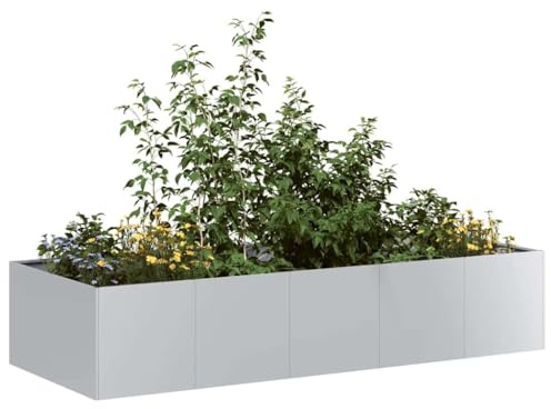 Iiaky Jardinière 200x80x40 cm Acier galvanisé,Jardiniere sur Pieds,Bac avec Treillis,Jardiniere Terrasse