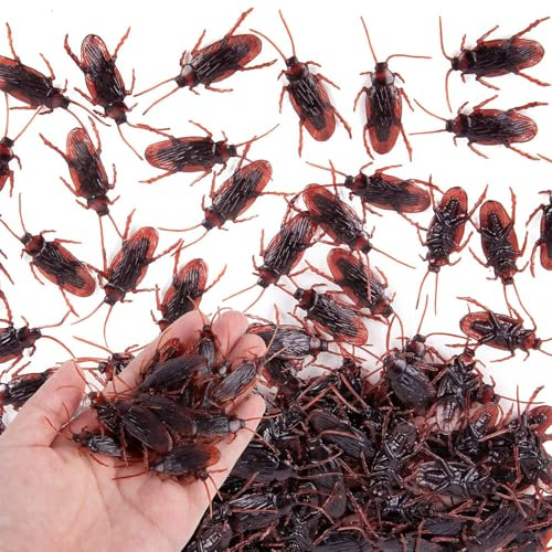 KARELLS Falsas cucarachas,Broma de Cucarachas Falsas de 50 Piezas,Accesorios de Broma para Halloween, Falso Cucarachas de Juguete de Miedo, Juguetes de Insectos Broma