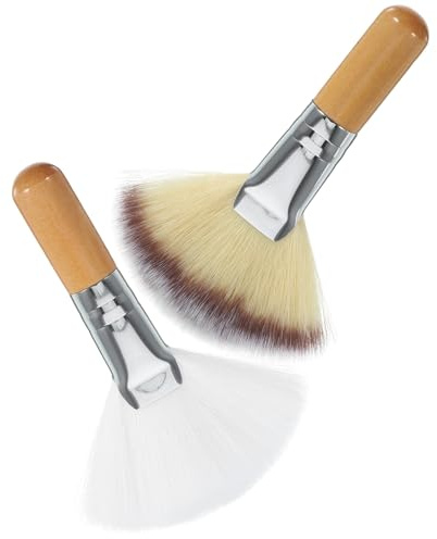 VICASKY 2 Stück Make up Fächerpinsel Klein Mit Weichen Borsten Gesichtspuder Und Rougepinsel Zum Fixieren Und Hervorheben Kurzer Griff Vielseitiger Gesichts Make up Pinsel Für Frauen