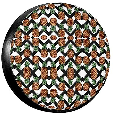 Summer Pineapple Wheel Cover14-17 Inch Spare Tyre Cover Fit Traile Rv Suv Truck Tough Tire Wheel Soft Cover