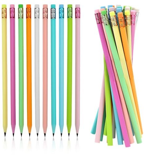 MOTIBACK 30 Stück HB Bleistifte Dreikant mit Radiergummi | Bunte Holzstifte, Ergonomische Schreiblernstifte Set, Graphitstift Set Zum Schreiben Zeichnen, für Erwachsene Lehrer