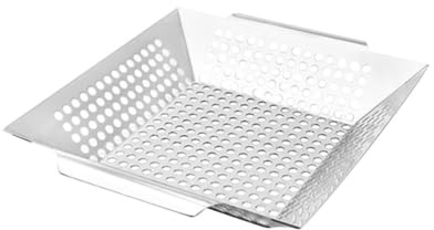 Abaodam Eckige Edelstahl Grillpfanne mit Großen Löchern Leichte BBQ Grillplatte für Fleisch und Gemüse Kompakt und Robust für Outdoor und Heimgebrauch Kleine Grillschale