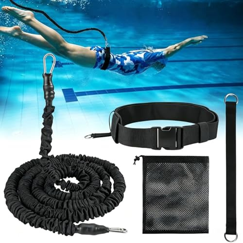 SHTALHST Schwimmgürtel Erwachsene, 2.5-7.5M Einstellbare Schwimmgurt Pool Erwachsene, Schwimmtrainer Gürtel, Schwimmwiderstand Gürtel, Schwimmhilfe für Jedes Schwimmbad Ohne Schwimmleine