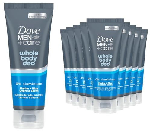 Dove Men+Care Whole Body Deodorant Cream, Marine & Blue Cypress 75ml, 12 Pack - 72H Odour Protection, Aluminum Free & Alcohol Free Formulation Dermatologically Tested