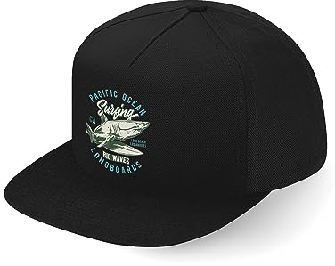 Generisk surfing haj longboards svart full keps med tryckt design, en storlek