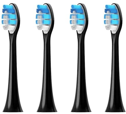 Tetes de brosse souples, compatible avec Philips, standard a clipser | Tetes de rechange adultes pour brosse electrique avec manche plastique et brins souples(4pcs Black)