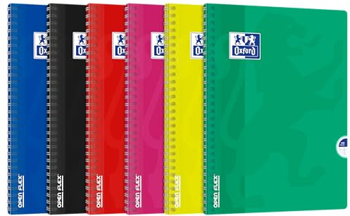 Oxford OpenFlex Lot de 5 Cahier à spirales Grands carreaux Seyès 100 pages 24 x 32 Couleurs Assorties