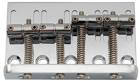 Musiclily 4 String Hardtail Bass Guitar Bridge for Fender Precision Jazz Bass PB JB Style Bass, Chrome