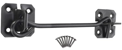 Gartentor Zubehör Metall Befestigung Riegel T-Scharniere Federschließer Bolzen Schwarz (15,2 cm Kabinenhaken )