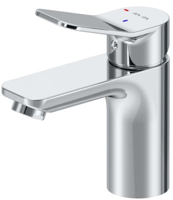 AM.PM X-Joy - Waschtischarmatur EcoStar, Wasserhahn Bad Waschbecken Badarmatur Mischbatterie aus Messing Einhandmischer für Badezimmer Waschbeckenarmatur, Auslaufhöhe 79mm, Chrom