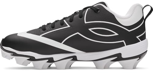 Under Armour Boys' Leadof Icon Low RM JR Baseball Cleats, (001) Black/Black/White, 11K, US
