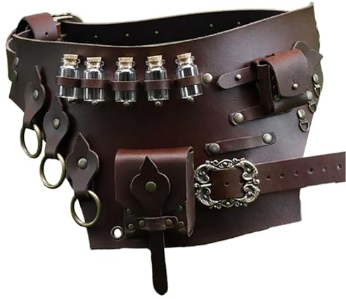 Potion Cartion - Sangle De Flacon En Cuir, Ceinture De Potion Gothique | Soupchable À Bouteille Alchimie Réglable, Étui De Costume Nordique, Sac Corset De Jeu De Rôle Pour Fête De Cosplay, Foire De La