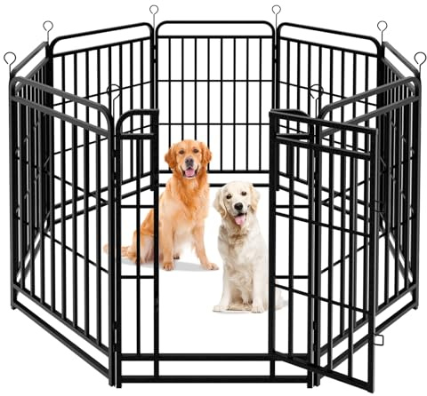 KioGro Welpenauslauf 100cm hoch, 8-teiliger Faltbarer Welpenlaufstall, Tierlaufstall mit Tür, Hundelaufstall Freilaufgehege für Hunde, Katze, Kaninchen & Garten, Aufbau werkzeugfrei