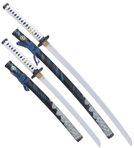 REPLIKSWORD Pack Katana et Wakizashi en Bois de Jin Sakai Sabres Ghost of Tsushima Epee Cosplay - Lame Decoration