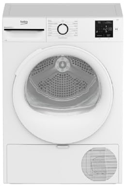 Beko Asciugatrice BMT93EW 9kg, Classe D, Linea Estetica NX, motore asincrono, Display digitale, colore Bianco, oblò Bianco
