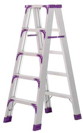Scala pieghevole – Scala multifunzione a 5 gradini in lega di alluminio con piedini antiscivolo, leggera e resistente, altezza 1,5 m, per casa, cucina, garage