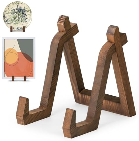 YUVKIN Supporto in Legno, Vassoio Decorativo, Porta Vassoi per Foto, Libri, Cornici, Espositore per Immagini (15,2 cm)