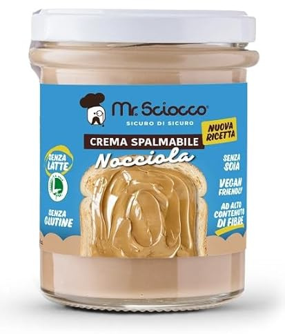 Crema Spalmabile Nocciola, Senza Glutine, Senza Latte, Senza Soia, Vegana, in Barattolo di Vetro 200 gr
