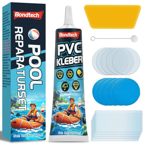 Bondtech Juego de reparación de piscina, impermeable, juego de reparación de colchón de aire, transparente repara, una variedad de objetos inflables, película de piscina, kayaks, botes inflables (60