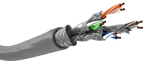Netzwerkkabel CAT 6A Verlegekabel 50 m, S/FTP, Patchkabel halogenfrei, Grau