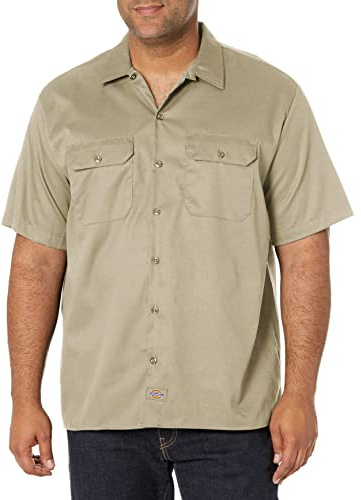 Dickies Chemise de Travail à Manches Courtes en sergé Flexible pour Homme (Lot de 1), Sable, XL