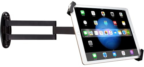 Security Wall Mount – CTA Articulating Arm Tablet Holder with 360-Degree Rotation for iPad 10th Gen 10.9-inch - iPad 7th/8th/9th Gen 10.2-inch - iPad Pro 12.9-inch & 7-13 Tablets - Black (PAD-ASWM)