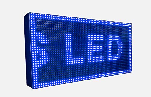 Cartel LED programable con Sensor de Temperatura y Reloj (64x32, Azul) / Letrero programable/Pantalla programable/Pantalla de Texto/Rótulo Luminoso/Reloj electrónico
