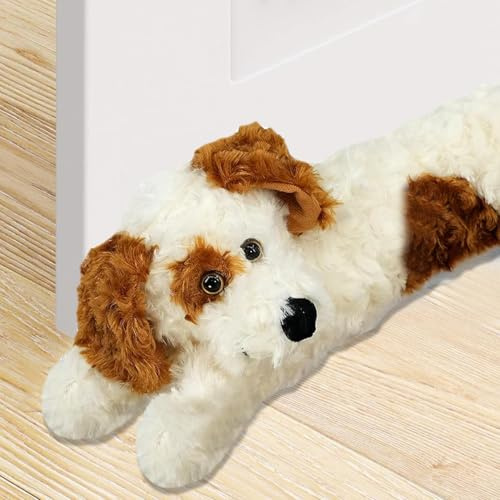 The Magic Toy Shop Novelty Door Draft Excluder Cushion Cream Dog - Perfect for Blocking Wind, Noise, Light, and Dust - Sausage Dog Draught Excluder for Doors - Great Gift