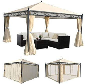 Pergola Pavillon Gartenzelt Gartenpavillon 4x4m Partyzelt Creme