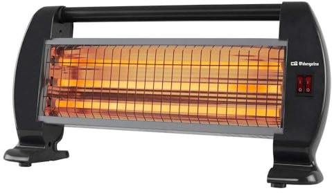 Orbegozo BP 0206 - Estufa de cuarzo, 3 niveles de potencia, sistema antivuelco, calor instantáneo, asa de transporte, 1200 W