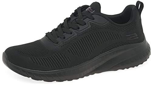 Skechers Bobs Squad Chaos Face Off, Scarpe da Ginnastica Donna, Nero Black Engineered Knit Trim, 37 EU