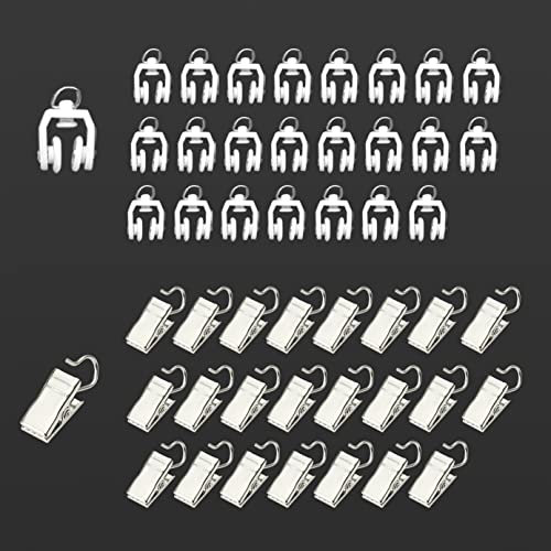 Ganchos de rodillo de cortina accesorios de plástico con ruedas para ventanas deslizantes y flexibles, 24 piezas de rieles de cortina de acero inoxidable y deslizador de cortina para colgar cortinas