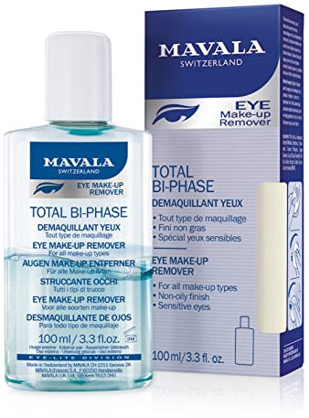 Mavala - Total Bi-Phase Démaquillant pour les Yeux - Démaquillant pour Tout Type de Maquillage - Fini Non Gras - Spécial Yeux Sensibles - 100ml