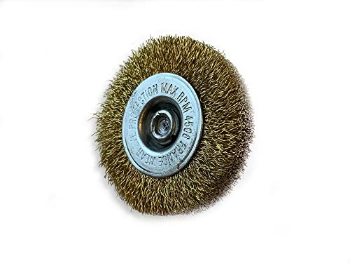 Lot de 10 brosses rotatives circulaires métalliques sur tige Ø 75 mm | Fil laiton dur Ø 0,30 mm | Epaisseur 18 mm | 3 rangs | Pour perceuse ou visseuse à mandrin | Kibros 2675LT18x10