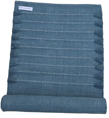 Jaipur Art & Rugs Yogamatte aus Baumwolle, umweltfreundlich, handgewebt, dicke Matte (61 x 183 x 5 mm) für den täglichen Gebrauch zu Hause, bequem und extra lang, Dunkelgrün