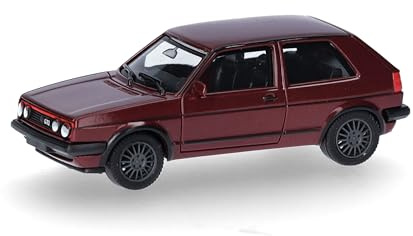 Herpa Modellauto VW Golf II GTI, Miniatur im Maßstab 1:87, Sammlerstück, Made in Germany, Modell aus Kunststoff, Farbe: Tornadorot metallic