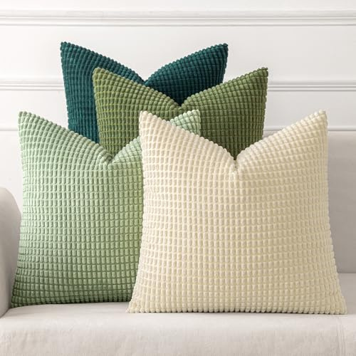MIULEE Weiß Dekorative Kordsamt Kissenbezug 50x50 4er Set Sofakissen | Kissenbezüge Dekokissen Kopfkissenbezug Couchkissen Deko Bezug für Sofa Couch Wohnzimmer Schlafzimmer Büro