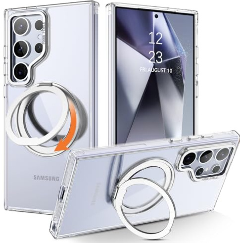 Telaso for Samsung Galaxy S24 Ultra Case, [Compatible with MagSafe] with Magnetic 360° Rotatable Ring Stand Slim Shockproof Protective Phone Cases for Samsung Galaxy S24 Ultra 6.8, Clear
