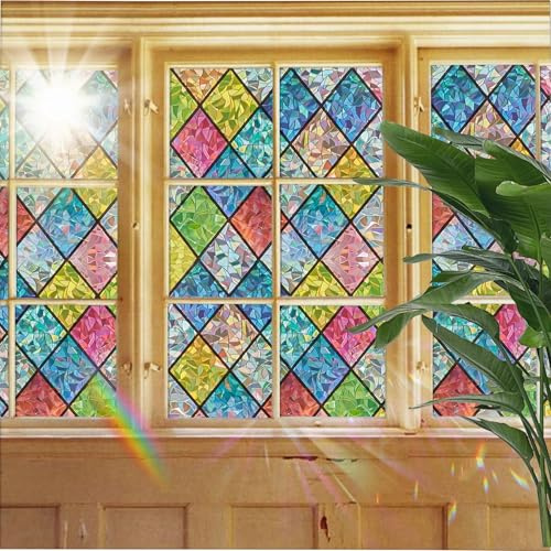Film Transparent Autocollant 40 x 170 cm, Fenetres Auto-Collant, Anti Regard, Anti-UV, Protection de Soleil, Film Fenetre Anti Regard Adhesif,avec Outil,pour Fenetre,Grille Cristal