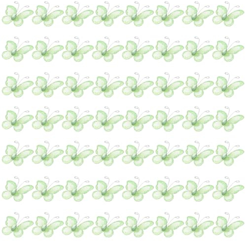PATIKIL 50 Stück 1,2 Mesh Draht Glitzer Schmetterlinge aus Organza Grün | Für DIY Bastelarbeiten Zuhause Dekoration Kleidung Hochzeit Dekoration, Schmetterlinge, Für Bastelarbeiten